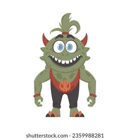 This is a fun and entertaining creature that is green. Cartoon style.