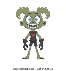 This is a fun and entertaining green creature. Cartoon style.