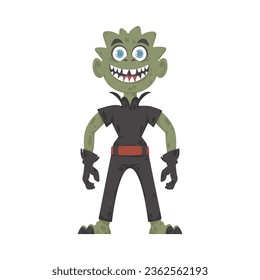 This is a funny and entertaining green creature. Cartoon style.