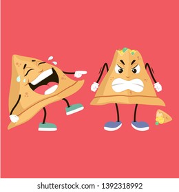 This is funny Samosa illustration, it can be used in indian restaurants, and other places.