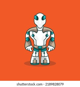 this is a futuristic alien humanoid robot mascot design