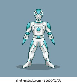 This is a futuristic, cool and unique humanoid knight robot mascot design