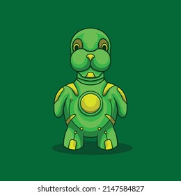 this is a futuristic and cute robot turtle mascot design