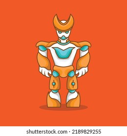 this is a futuristic knight humanoid robot mascot design