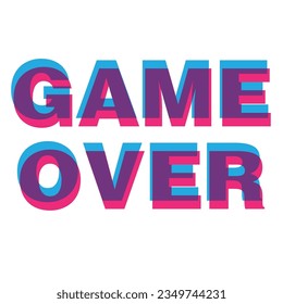 This is a Game Over typography design, risograph aesthetic effect artwork, SHOTLISTretro artwork.