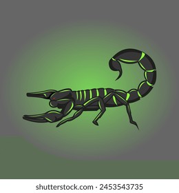 This is a game scorpion logo in gray and green colors suitable for monster game logos, poisonous strong figures, toy logos, animal icons, toxic product logos, fertilizer logos, plastic bags, children' svg