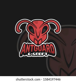 This is a gaming esport logo with the theme of the animal's head, the red ant guard