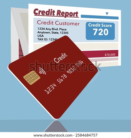 This is a generic, mock, credit report . This is a vector  illustration. 