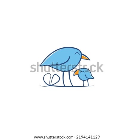 This gentle, lovely, soft, fun, cute, adorable parent and baby bird logo would be perfect for a nursery, a photographer or any child care, baby related services.