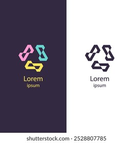 This geometric abstract logo features interlocking shapes forming a creative symbol. Ideal for branding, technology companies, modern businesses, and consulting services.