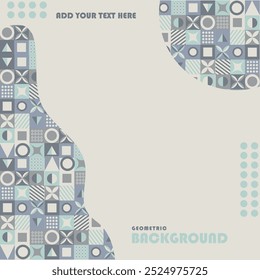 This geometric background template combines simple shapes like circles, triangles, and squares with a soft, contrasting modern color palette. 