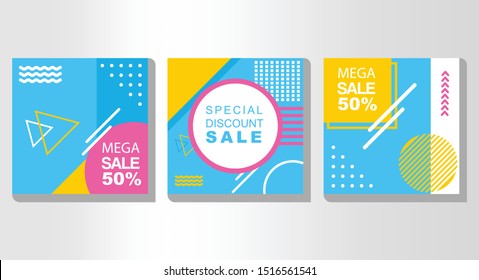 This is a geometric concept design with the Memphis style, this design is used for sales flyers. This flyer can also be used for sales promotions and for discount offers.
