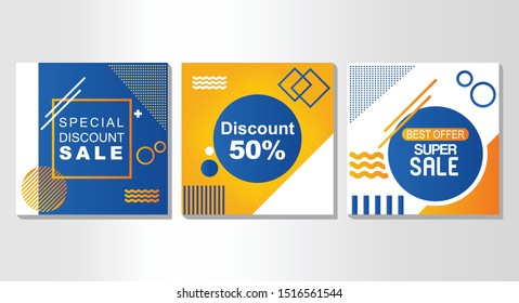 This is a geometric concept design with the Memphis style, this design is used for sales flyers. This flyer can also be used for sales promotions and for discount offers.