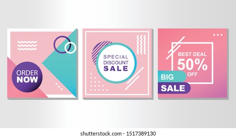 Das ist ein geometrisches Konzept-Design im Memphis-Stil, das für Verkaufsflyer verwendet wird. Dieser Flyer kann auch für Verkaufsaktionen und Rabattangebote verwendet werden.
