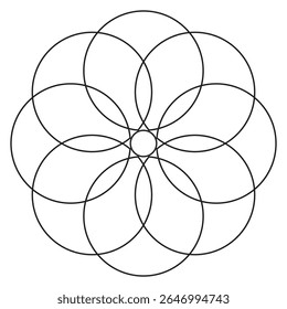 This geometric flower outline features clean lines and a balanced design. Made with stroke-only art, it’s perfect for logos, tattoos, or decorations.