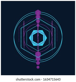 This is Geometric original design with blue-purple color