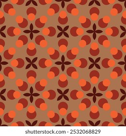 This geometric pattern features vibrant warm colors and intricate floral designs, ideal for modern home decor