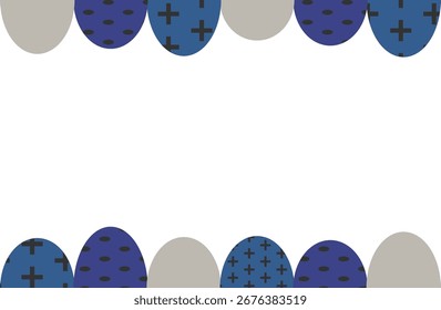 This is a geometric patterned frame with a calm color scheme of blue and gray. Arched patterns are arranged at the top and bottom, featuring oval and cross motifs.