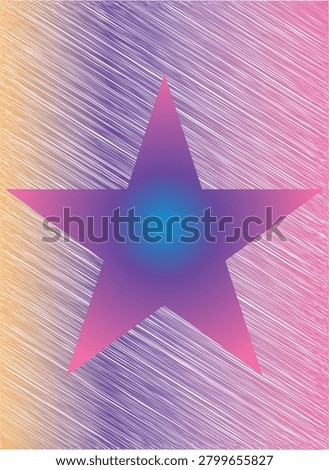 This geometric star texture background combines a bold star shape with colorful textured patterns to create a visually appealing and modern design. The artwork features layered gradients, linear textures, and geometric symmetry that enhance depth and visual interest. The central star acts as a strong focal point while the surrounding textured background adds movement and energy. Suitable for celebration themes, awards, entertainment graphics, educational materials, event promotions, and decorative design projects, this vector illustration offers flexibility and professional quality. The vibrant color combinations contribute to a cheerful and engaging atmosphere. The clean geometric structure balances the artistic texture, resulting in a contemporary and versatile composition. Fully editable and scalable, the vector format ensures high-quality reproduction across various media. This design can be used for posters, banners, presentations, social media content, packaging, and branding materials. Its modern appearance and decorative style make it suitable for both personal and commercial projects. The combination of geometry and texture creates a distinctive visual identity that captures attention and enhances creative communication.