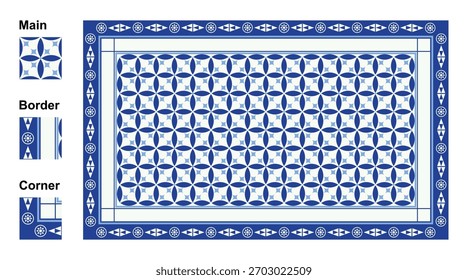 This geometric tile pattern design features intricate details suitable for various interior decoration projects. Ideal for textile applications or backgrounds.