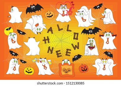 This ghost has many characters such as motions and activities including his bats and pumpkins. This ghost and his friends are going around in Halloween night.