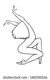 This girl ballerina is dancing modern dance. Stock vector illustration. Isolate on a white background. Silhouette.