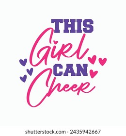 This Girl Can Cheer, Cheerleader Cut File, Sports Quote, Megaphone, Pompoms Design, Kid's Shirt Saying, dxf eps png, Silhouette, Cricut, Vector Files for Cricut