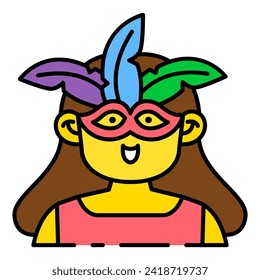 This Girl icon is suitable for Mardi Gras carnival, Medieval, party, etc.