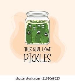 This Girl Love Pickles, Vector Illustration.