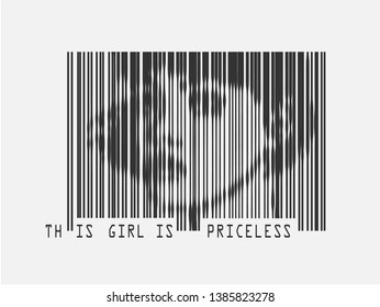 this girl is priceless slogan barcode graphic illustration