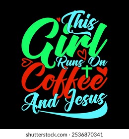 Esta Chica Se Ejecuta En El Café Y Jesús Caligrafía Cita, Mejor Amigo Chica Regalo, Mujeres Divertidas Café Amante, Café Y Jesús Ideas De Diseño