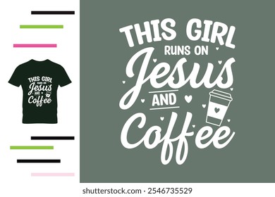 Esta chica se ejecuta en el diseño de la camiseta de café Jesús