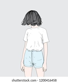 This girl stands outdoors during spring and a comfortable dressing lifestyle.Hairstyles for women in modern style