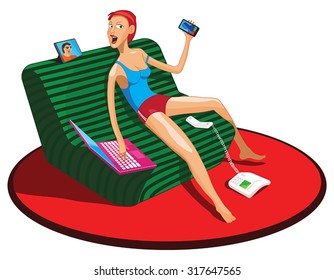 This girl is using all of its gadgets