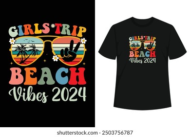 Este diseño Girls Trip Beach Vibes 2024 es perfecto para un viaje por carretera con tus mejores amigas. Ideal para el fin de semana de vacaciones de chicas de playa con tus amigos o una noche de fiesta de chicas.