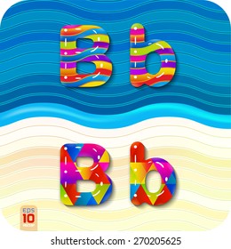 This glossy, multicolored letters. A set of alphabetic, uppercase "B" and lowercase "b". With polygonal and wave structure. The rest of numbers and letters of the alphabet in my portfolio. 