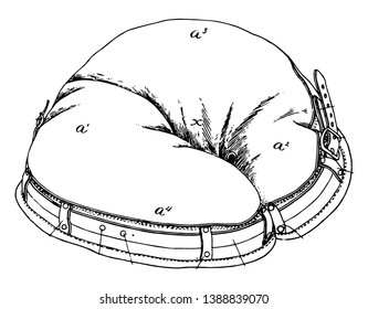 This is a glove used to cover the hand when playing a sport of ball so that the ball cannot hurt the hand, vintage line drawing or engraving illustration.
