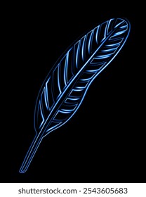 Este design de penas azul brilhante destaca suas curvas e textura intrincada lindamente
