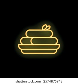 This glowing neon icon evokes the relaxing atmosphere of a spa, with towels neatly stacked and ready for use