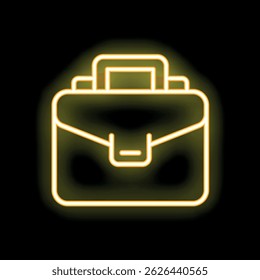This glowing neon sign of a briefcase evokes concepts of business, finance, work, and professionalism