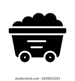 This glyph icon portrays a mine cart filled with ore