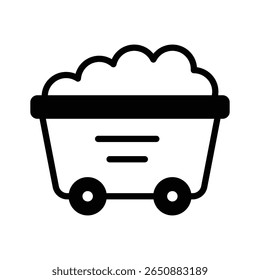 This glyph icon portrays a mine cart filled with ore