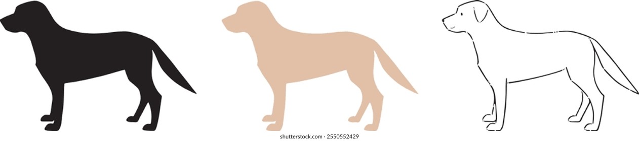 This is Golden retriever Dog silhouette.Illustration facing left.Vector illustration.