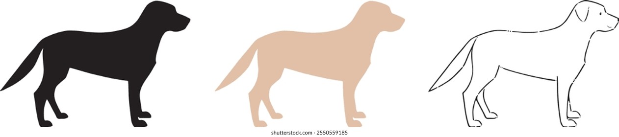 This is Golden retriever Dog silhouette.Illustration facing right.Vector illustration.