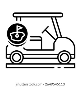 Este ícono de Carrito de golf es adecuado para el Transporte, viajes y turismo, etc