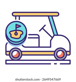 This Golf Cart icon is suitable for Transportation, Travel and Tourism, etc