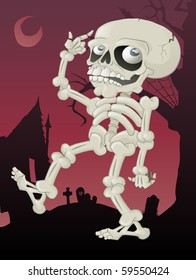 This goofy skeleton wants to go trick or Treating, but he has nobody to go with!