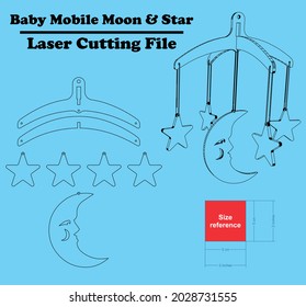 This gorgeous moon and star baby mobile is all from laser-cut pieces of wood and acrylic. This will be a wonderful addition to your decor. can be cut with all 3mm material thicknesses.