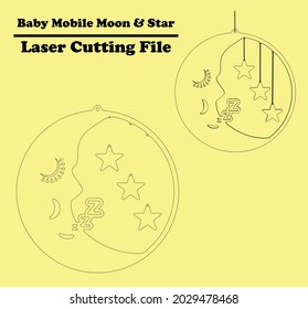 This gorgeous moon and star baby mobile is all from laser-cut pieces of wood and acrylic. This will be a wonderful addition to your decor. can be cut with all material thicknesses.