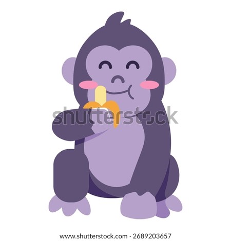 This Gorilla eats a banana illustration is suitable for animal especially Gorilla.